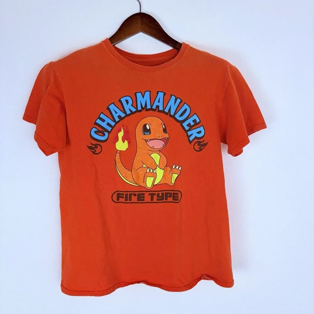 Pokemon Charmander Fire Type Graphic T-Shirt Orange Youth Medium
